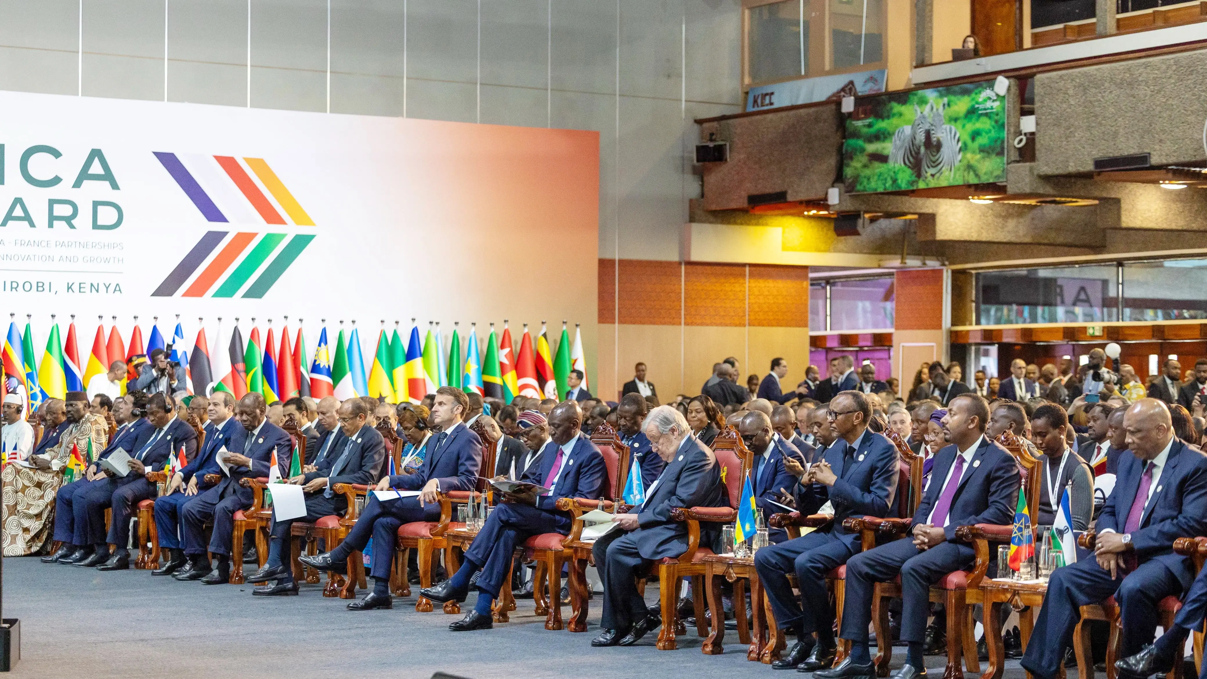 President William Ruto French President Emmanuel Macron and other Heads of State and Government during the Africa Forward Summit at KICC Nairobi_12.5.2026