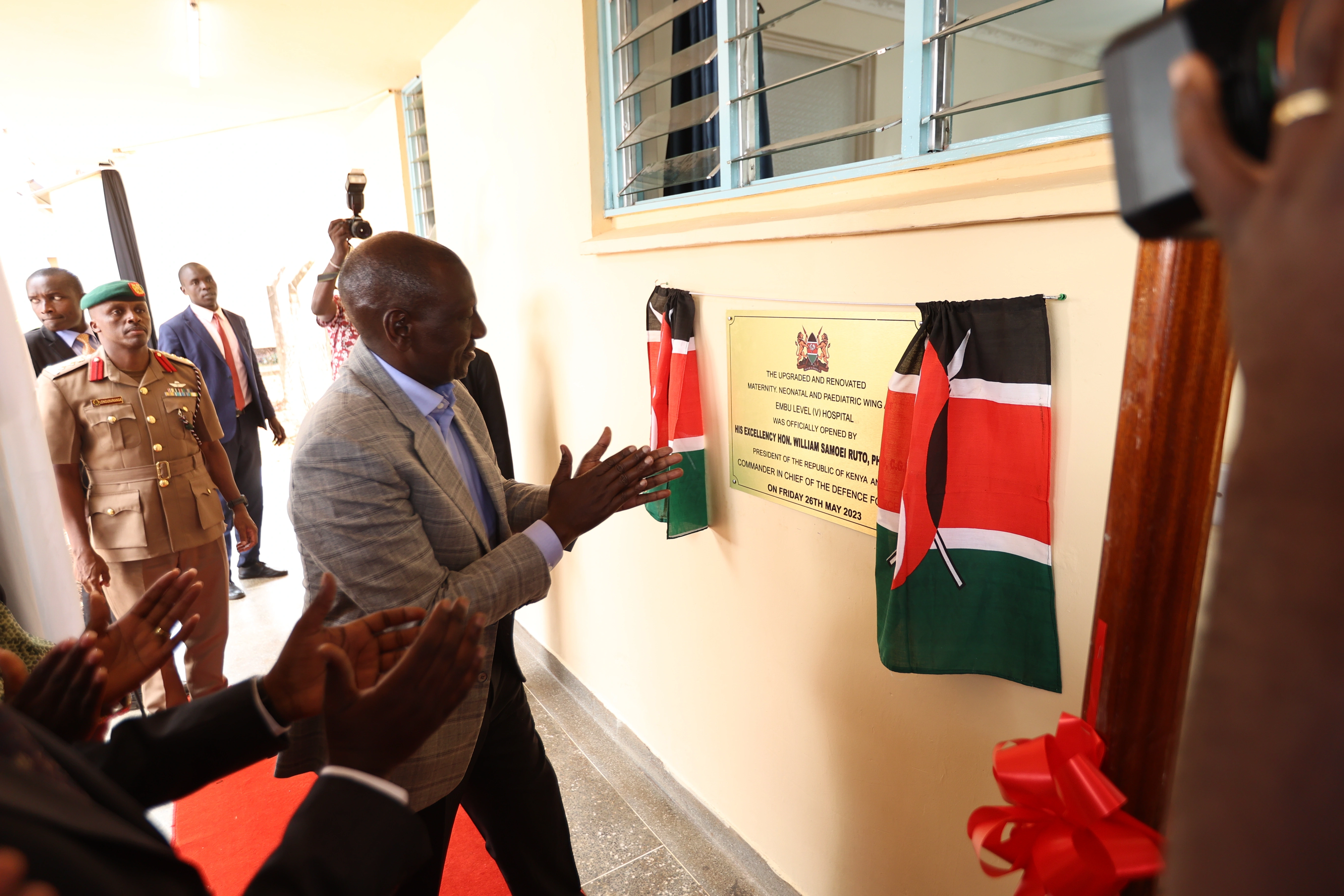 President William Ruto opening the maternity wing at Embu Level 5 hospital unveiling of the plague_26.5.2023