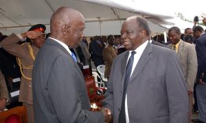 President Daniel Moi with President Mwai Kibaki at a function