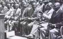 Jomo kenyatta in Kiambu during a KAU rally in August 1952.