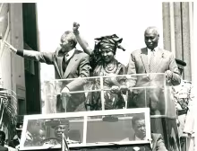 President Daniel Arap Moi welcoming South African ANC Leader Nelson Mandela and his wife Winnie Madikizela in Nairobi Kenya
